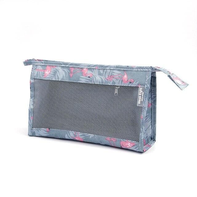 Trousse de toilette transparente bleu flamants rose - Image 2